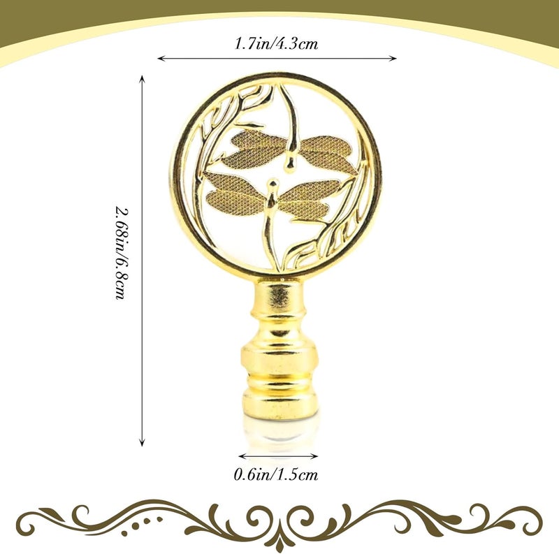 OMOBANU Dragonfly Lamp Finial Decorative Gold Finials for Lamps, Dragonfly Knobs Screw Cap for Lamps Shade Holder, Bracket Harp Top, Replacement Lamp Toppers Screw Cap (2.68 Inch Tall) - Image 1